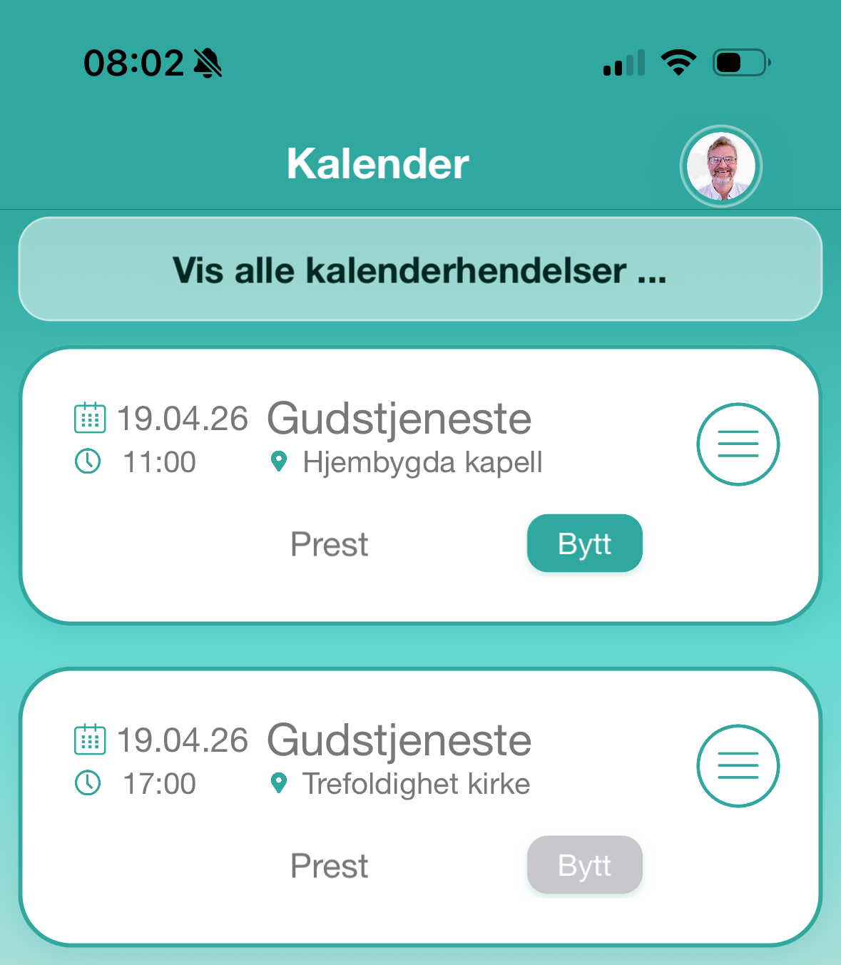 Kalender med oversikt.