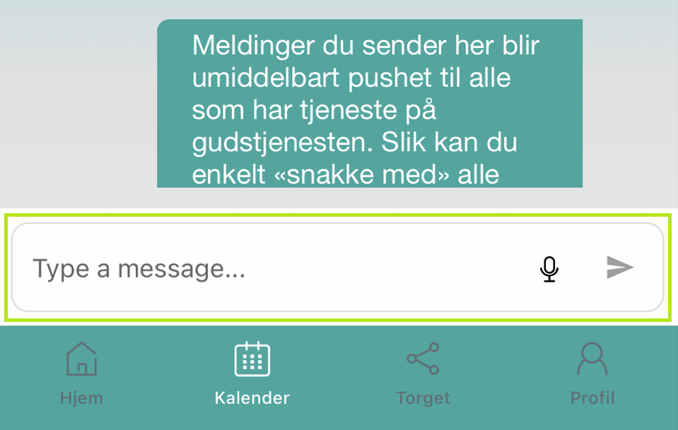 Felt for å skrive melding.