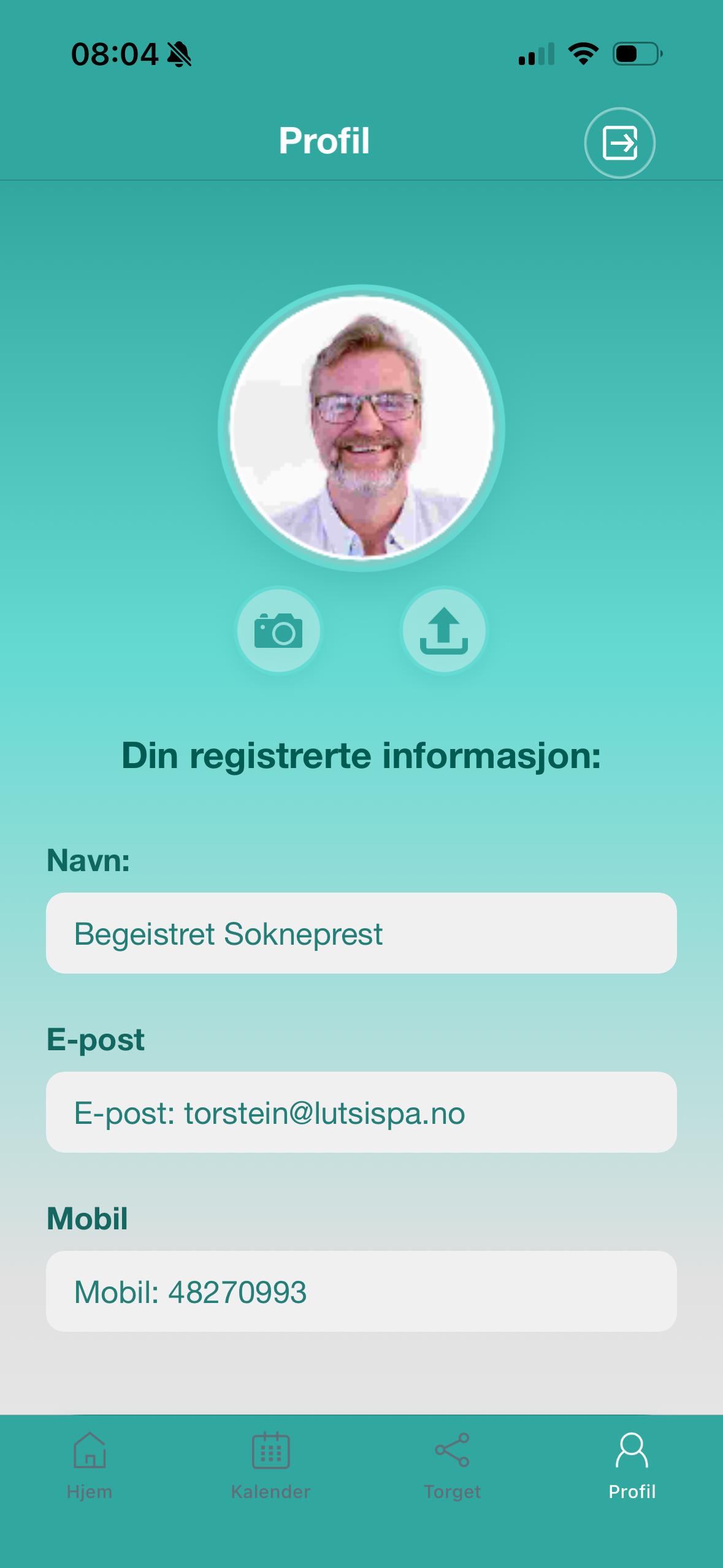 Profil-skjerm i Credo-appen.