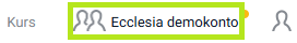 Menyvalg med organisasjonsnavnet øverst til høyre i Ecclesia.