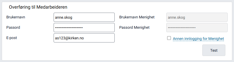 Innstillingsboks for Overføring til Medarbeideren.