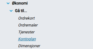 Valget 'Kontoplan' i menyen.