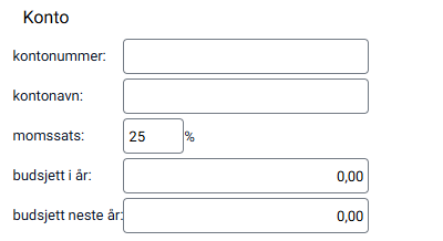 Skjema for å opprette ny konto.