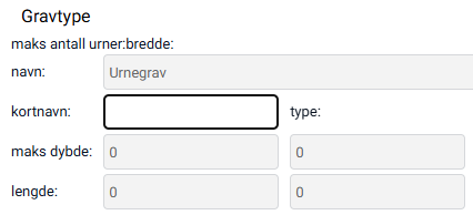 Feltet 'Kortnavn' i gravtypekortet.