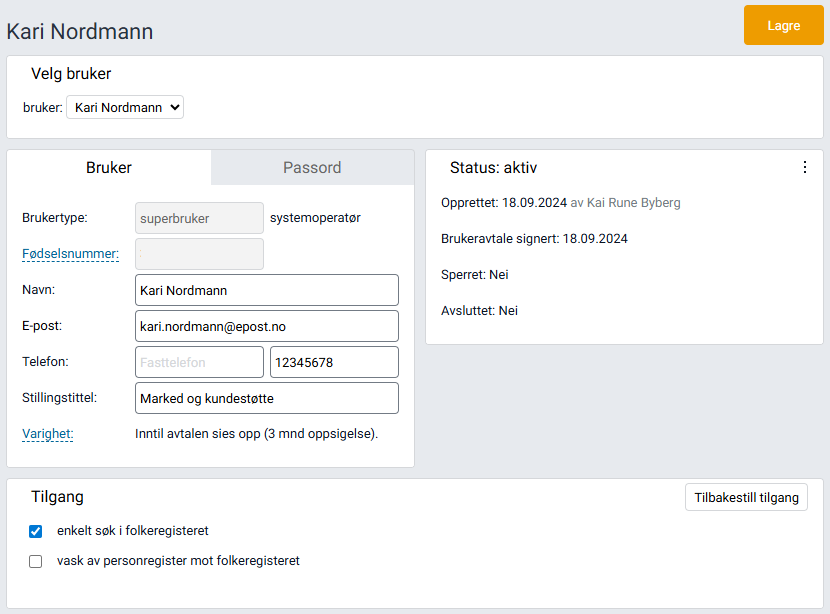 Globale innstillinger.