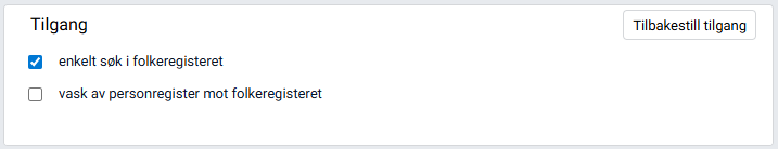 Boksen 'Tilgang'.