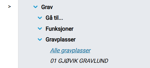 Menyvalg for 'Alle gravplasser'.