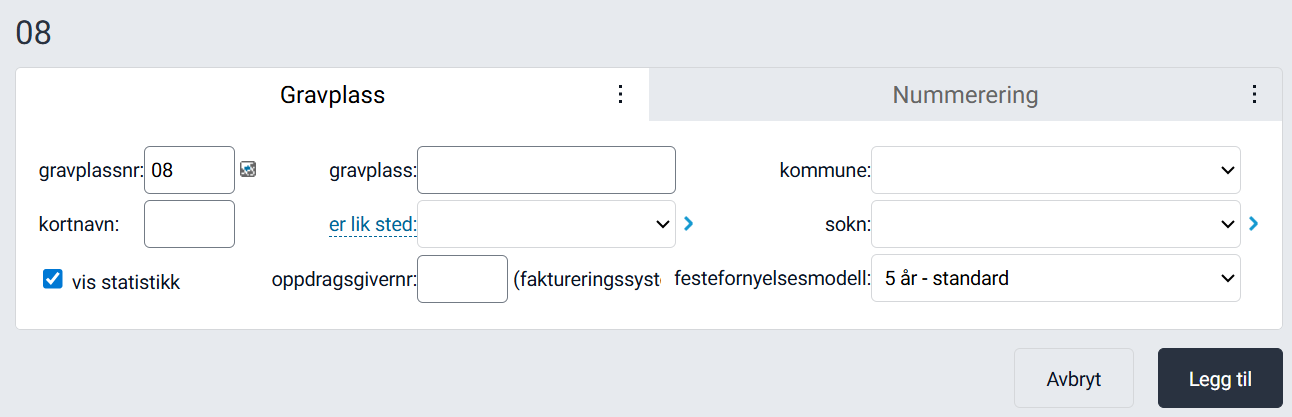 Arbeidsflate for ny gravplass.
