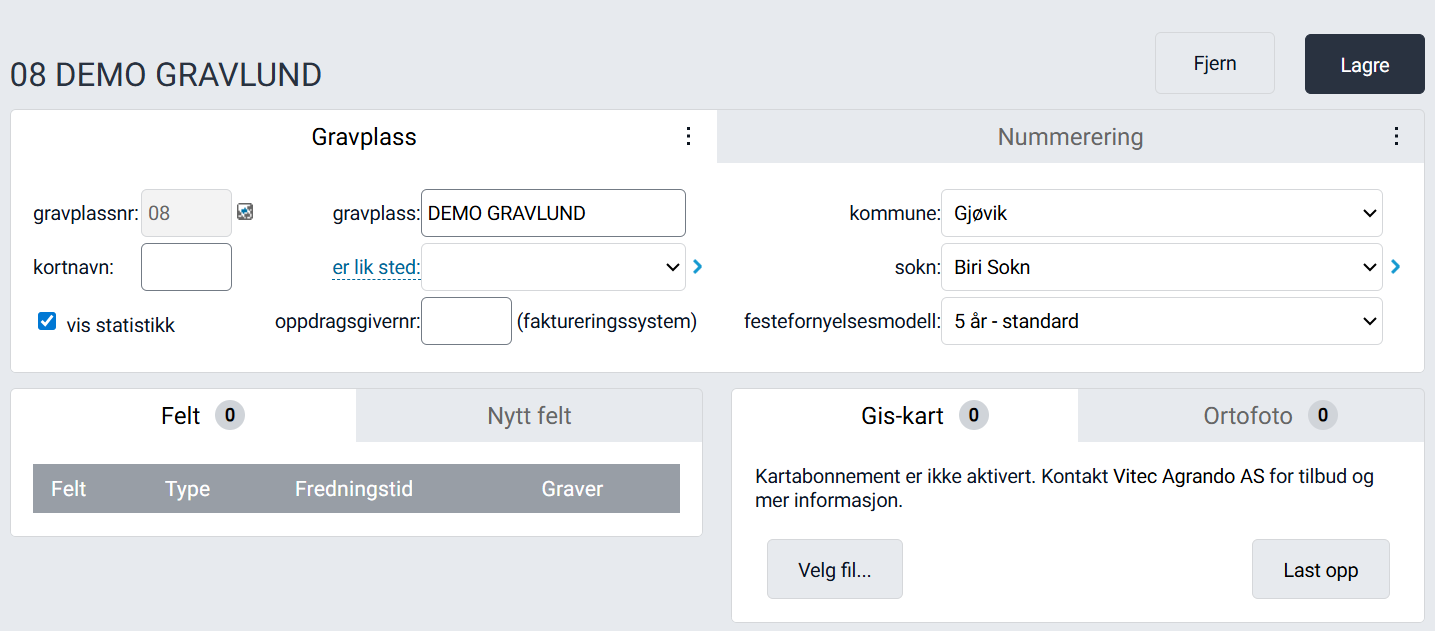 Nytt, tomt gravplasskort.