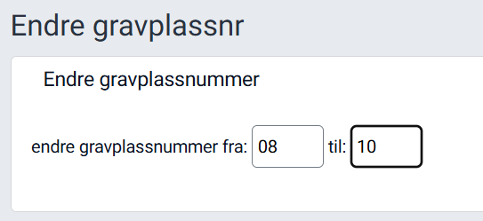 Dialog for å endre gravplassnummer.