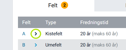 Redigeringsmeny for felt.