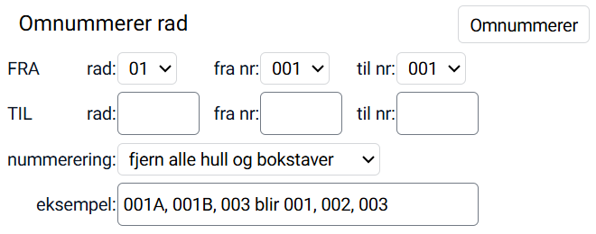 Dialogboks for omnummerering av rad.