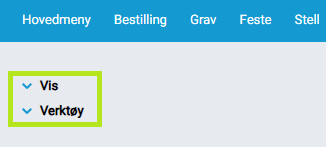 Funksjonsmeny for stellkort.