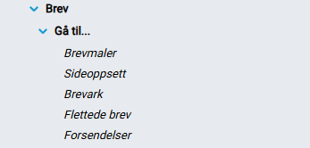 Funksjonsmeny med valg for brevmodulen.