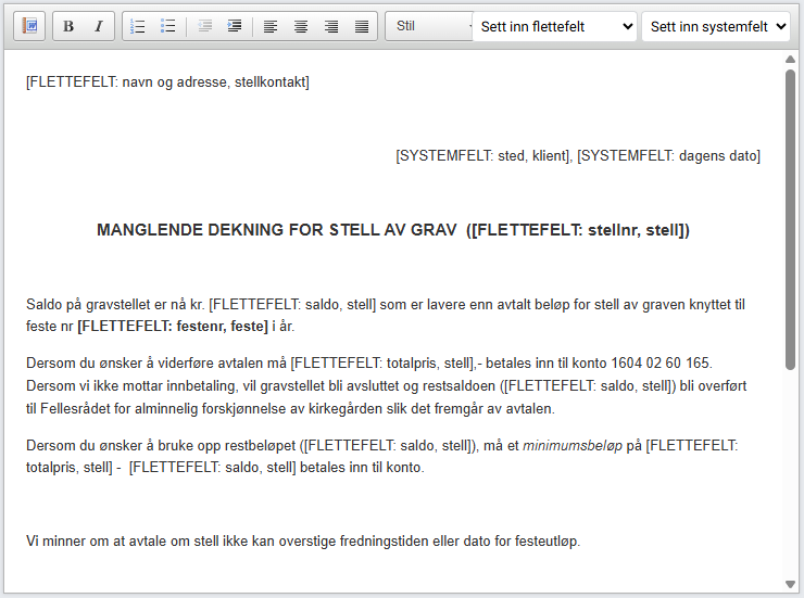 Eksempel på ferdig flettet brev.
