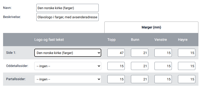 Eksempelvisning av et sideoppsett.
