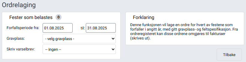 Valg av periode og gravplass.