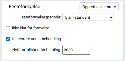 Festefornyelse-boks etter opprettet ordre.