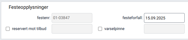 Oppdaterte festeopplysninger med nytt festeforfall.