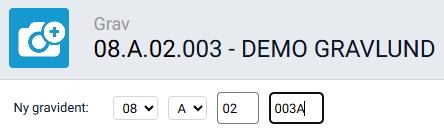 Redigering av gravident i gravkortet.
