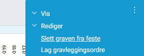 Valget «Slett graven fra feste» i menyen.
