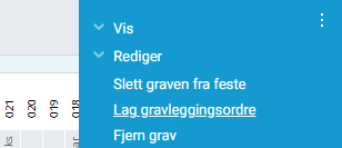 Valget «Lag gravleggingsordre» i menyen.