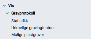 Funksjonsmeny for gravkort.