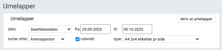 Arbeidsflaten 'Urnelapper'.