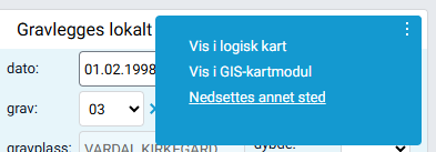 Objektmenyen med valget 'Nedsettes annet sted'.