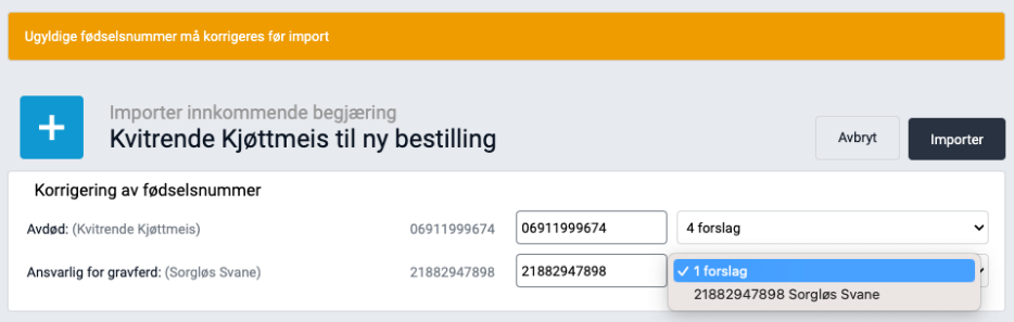 Sjekk av fødselsnummer.