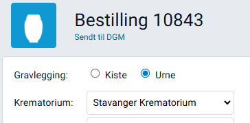 Felt i et bestillingskort.