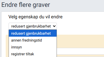 Valg i 'Endre flere graver'.