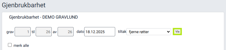 Filtrering på tiltak.
