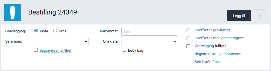 Valg for type gravlegging.