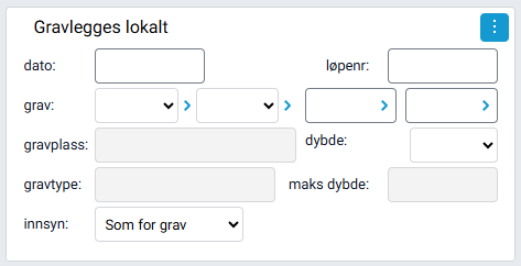 Informasjonsfelt for grav og gravlegging.