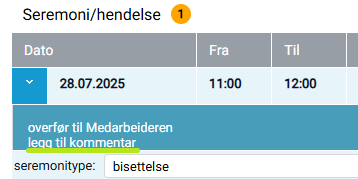 Legg til kommentar for seremoni.