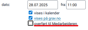 Indikator for overføring til Medarbeideren.