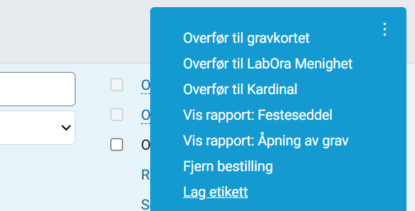 Valg for å lage etikett til urne.