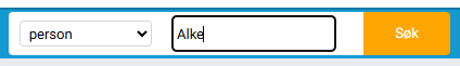 Eksempel på søk etter person fra den blå topplinjen.