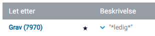 Favorittsøk markert med stjerne.