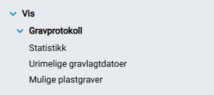 Eksempel på funksjonsmeny i venstre kolonne.