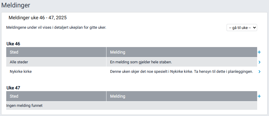 Arbeidsflaten 'Meldinger'.