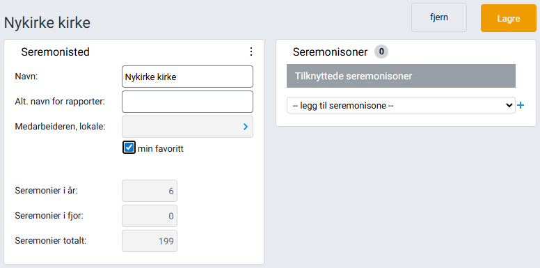 Valget 'Min favoritt' for seremonisted.