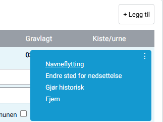 Menyvalget navneflytting på den gravlagte