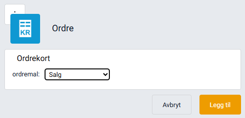 Dialogboks for valg av ordremal.