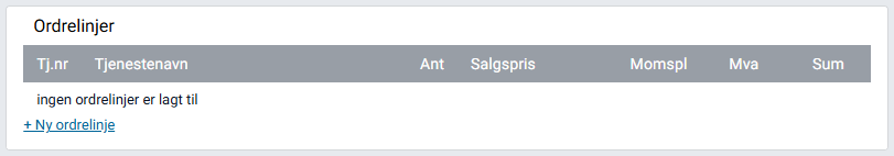 Legge til ordrelinjer i ordrekortet.