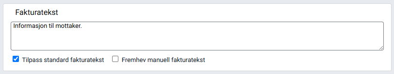 Feltet for fakturatekst i et ordrekort.