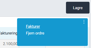 Objektmeny med valget 'Fakturer'.