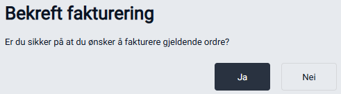 Bekreftelsesdialog for fakturering.