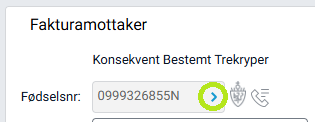 Felt for fødselsnummer med blå pil til personkort.